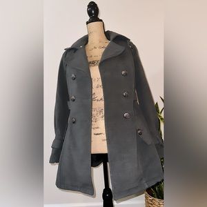 Worthington Vintage Pea Coat Gray Double Breasted Womens Size Medium